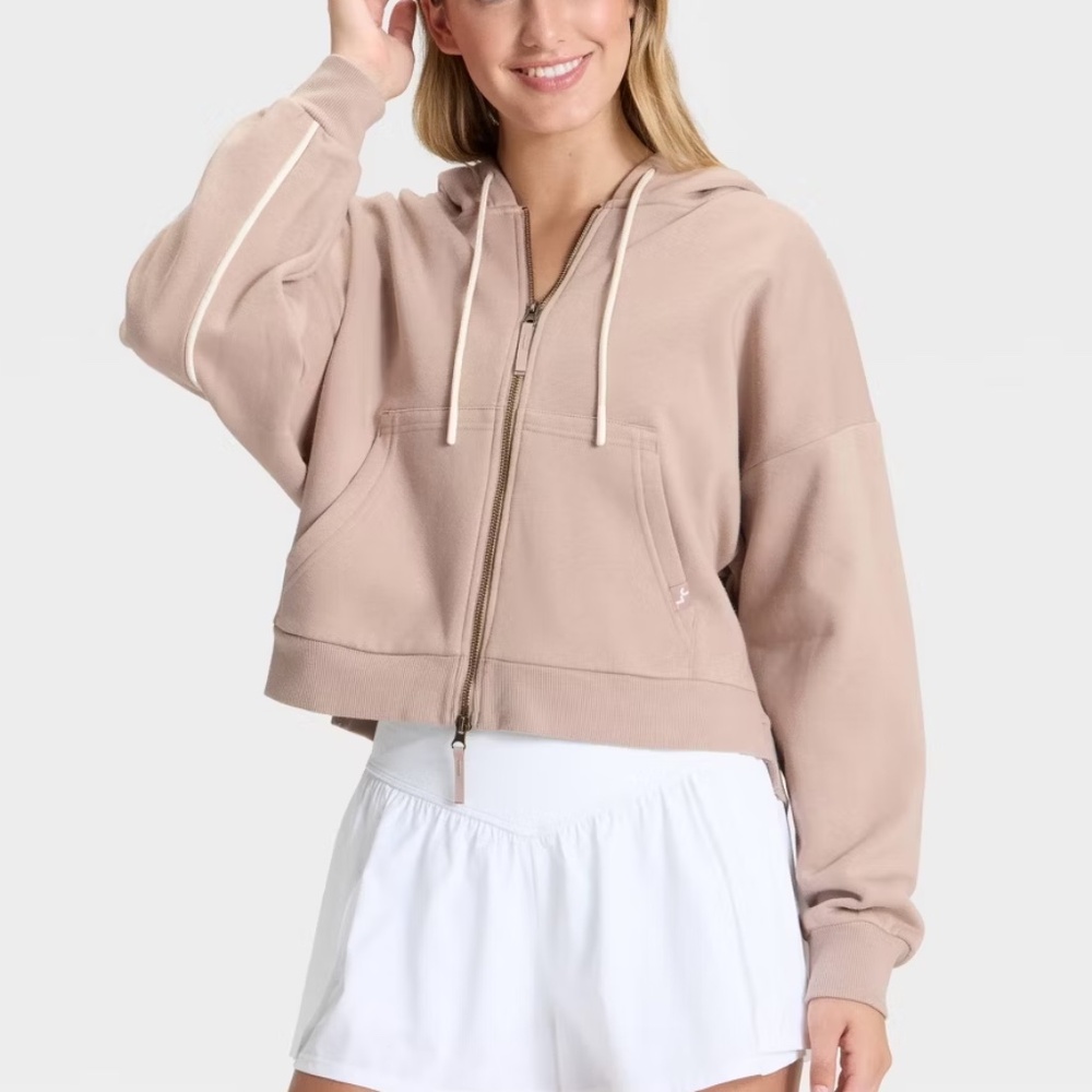 JOYLAB Piped Cropped Full Zip Sweatshirt - NWT